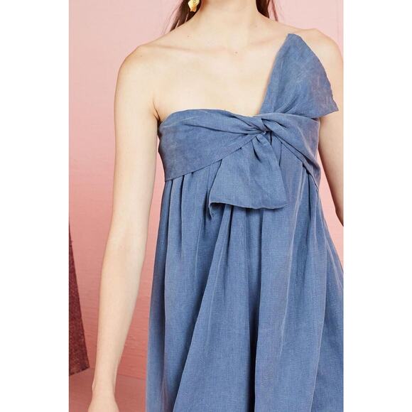 ULLA JOHNSON Womens Jordane Chambray Linen Jumpsuit Size 6 Blue Wide Leg Coastal - Picture 4 of 16